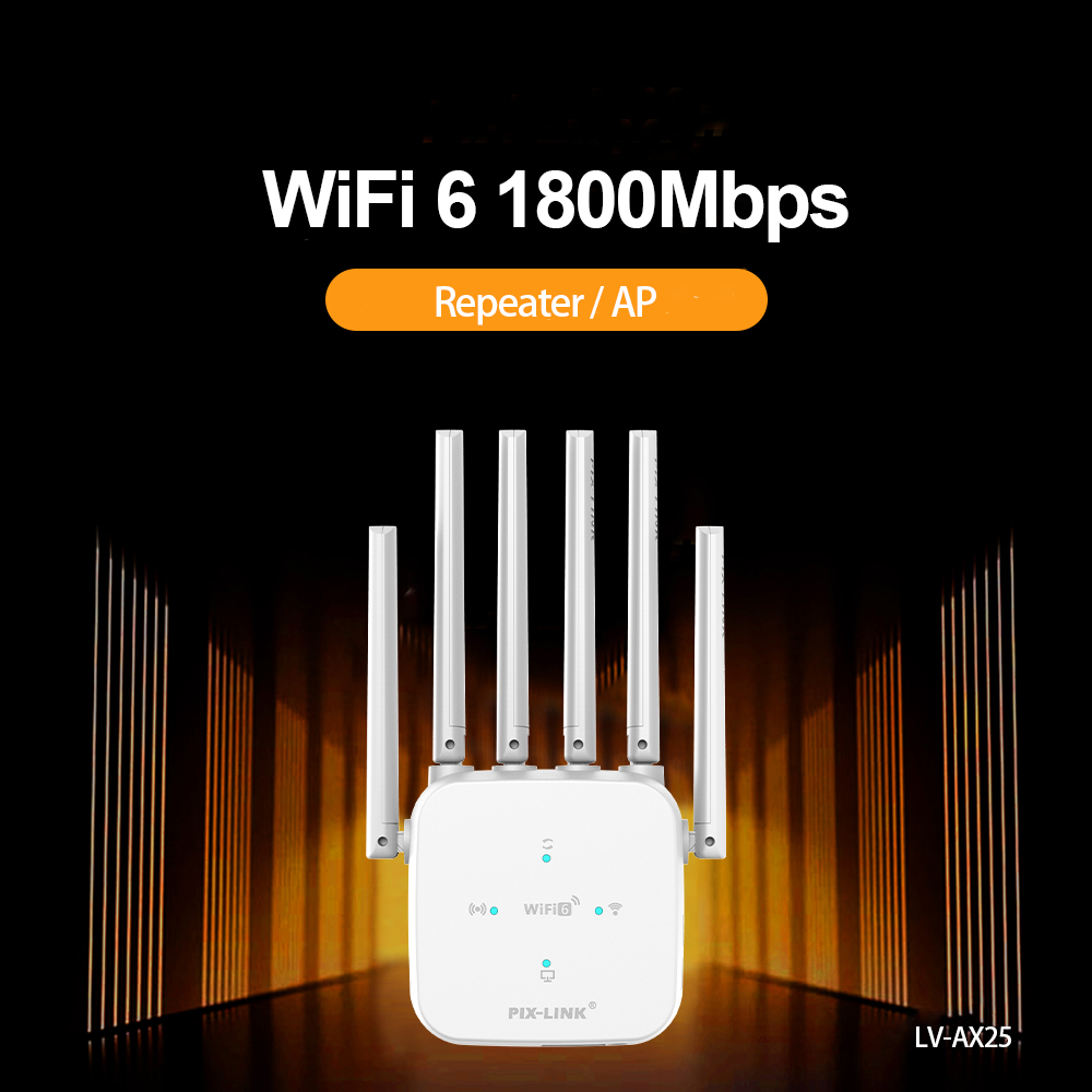 PIX-LINK 新品 双频wifi 6无线信号中继器 6天线LV-AX25