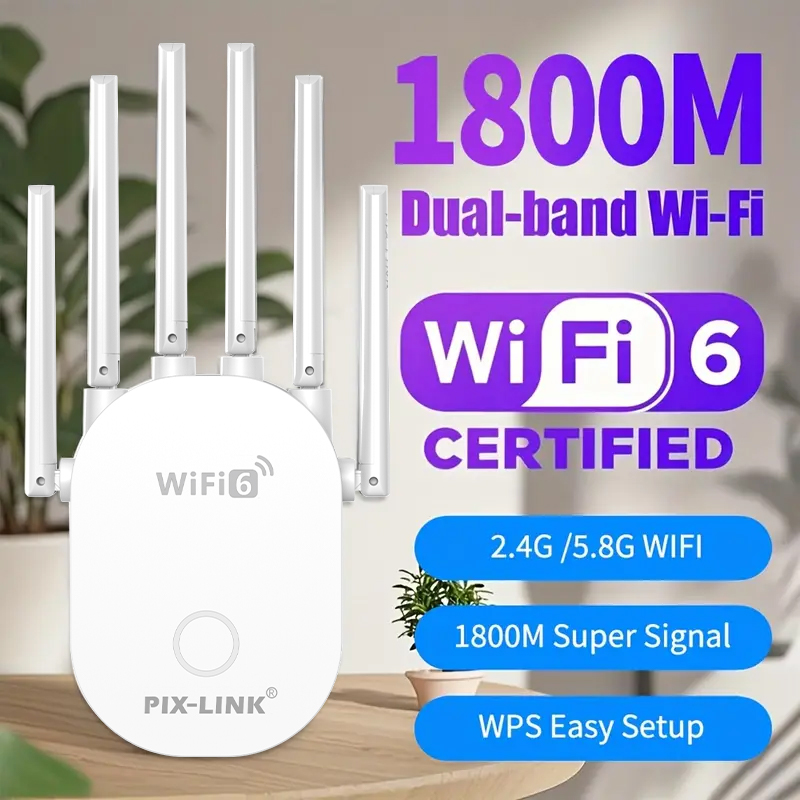 PIX-LINK 跨境爆品 极速6天线 双频wifi 6无线信号中继器 LV-AX26